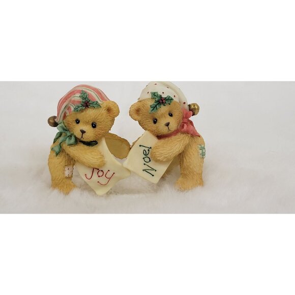 Vintage Cherished Teddies Enesco Bear With Stocking Hat Candle Huggers Christmas - Picture 1 of 9